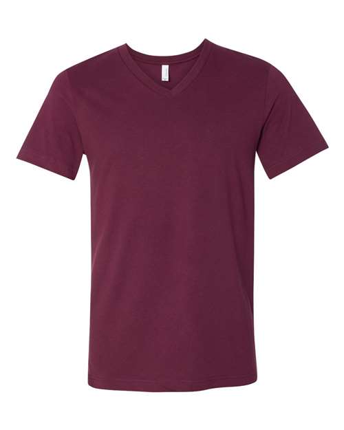 3005 Jersey V-Neck Tee - Maroon