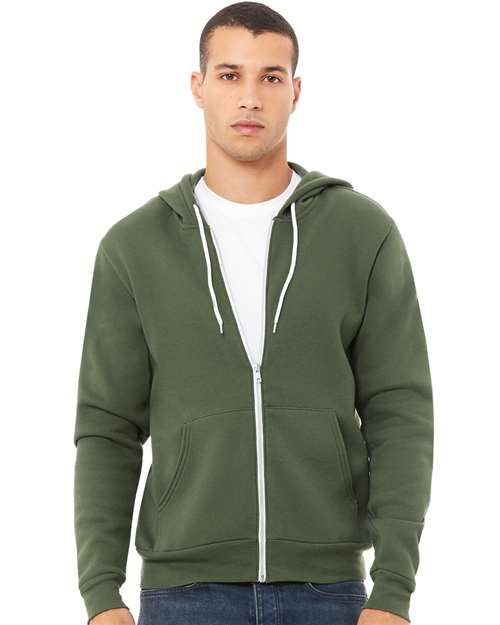 3739 Sponge Fleece Full-Zip Hoodie - Military Green