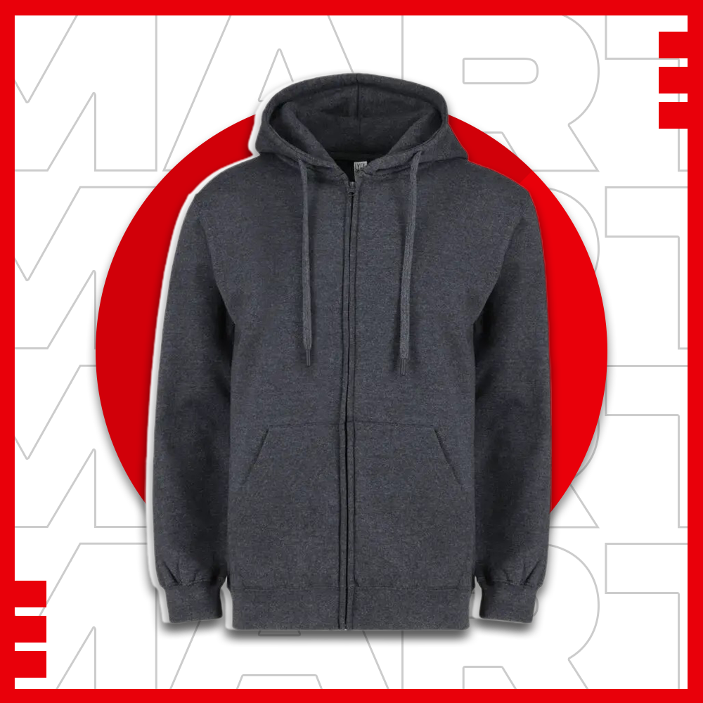 CVC 9 oz Heavy Duty Unisex Cut Zipper Pullover Hoodie